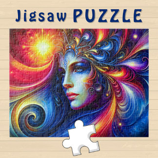 Puzzle Cabeza de diosa zambullida azul en el cabello Novi