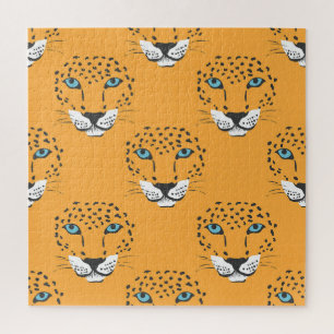 Puzzle Cabeza de leopardo naranja, patrón sin costuras.