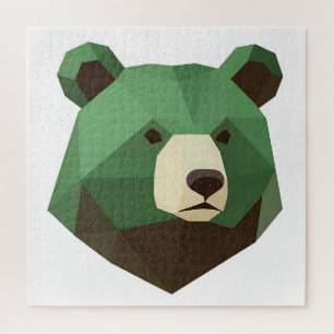 Puzzle Cabeza de Oso Geométrico Low Poly