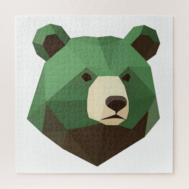 Puzzle Cabeza de Oso Geométrico Low Poly (Vertical)
