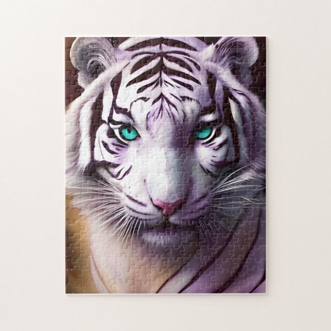 Puzzle Cabeza de tigre blanco con ojos mesmerizadores (Vertical)