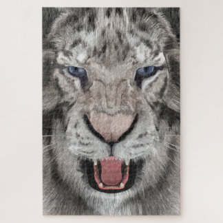 Puzzle Cabeza de Tigre Blanco Estética de Vida Silvestre