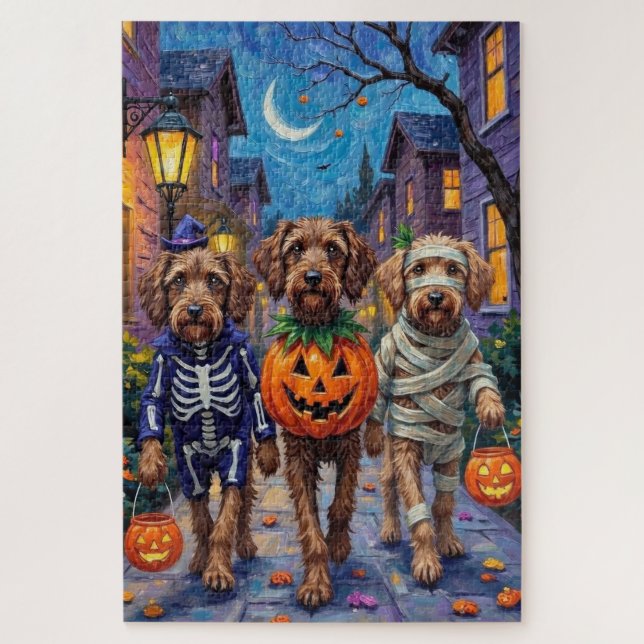 Puzzle Cabezal de pelo con griffon y disfraces de Hallowe (Vertical)