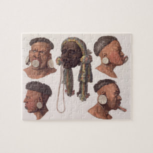 Puzzle Cabezas de los indios de Botocudos (grabado del