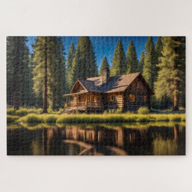 Puzzle Cabina en el bosque junto al río (Horizontal)