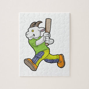 Puzzle Cabra como bateador con bate de cricket