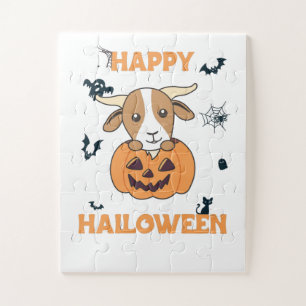 Puzzle Cabra En Calabaza Cabras Cutas Felices Halloween
