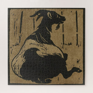 Puzzle Cabra - Ilustracion de animales cuadrados rompecab