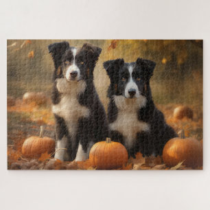 Puzzle Cachorro Border Collie Delicia de Otoño Calabaza