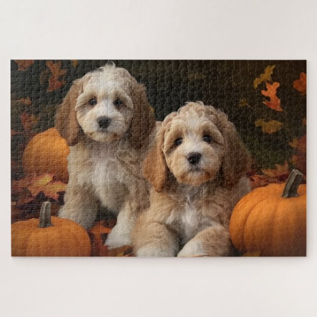 Puzzle Cachorro Cockapoo Delicia de Otoño Calabaza  (Horizontal)