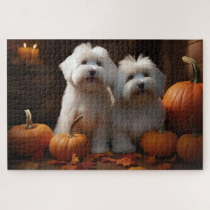Puzzle Cachorro Coton De Tulear Delicia de Otoño Calabaza