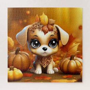 Puzzle Cachorro de calabaza de otoño