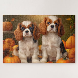 Puzzle Cachorro de Cavalier King Charles Spaniel Calabaza