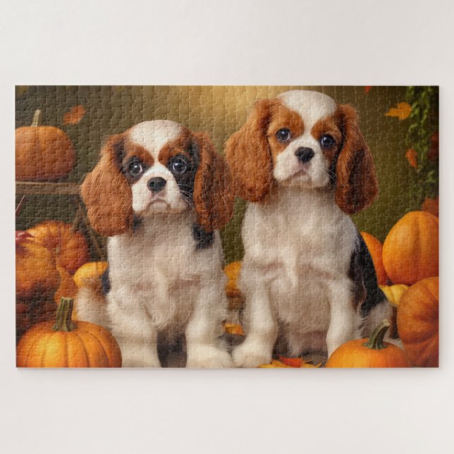 Puzzle Cachorro de Cavalier King Charles Spaniel Calabaza (Horizontal)