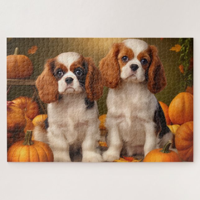 Puzzle Cachorro de Cavalier King Charles Spaniel Calabaza (Horizontal)
