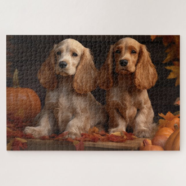 Puzzle Cachorro de Cocker Spaniel Delicia de Otoño Calaba (Horizontal)
