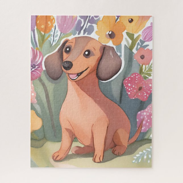 Puzzle Cachorro de Dachshund | Mascota de perro acuarela (Vertical)