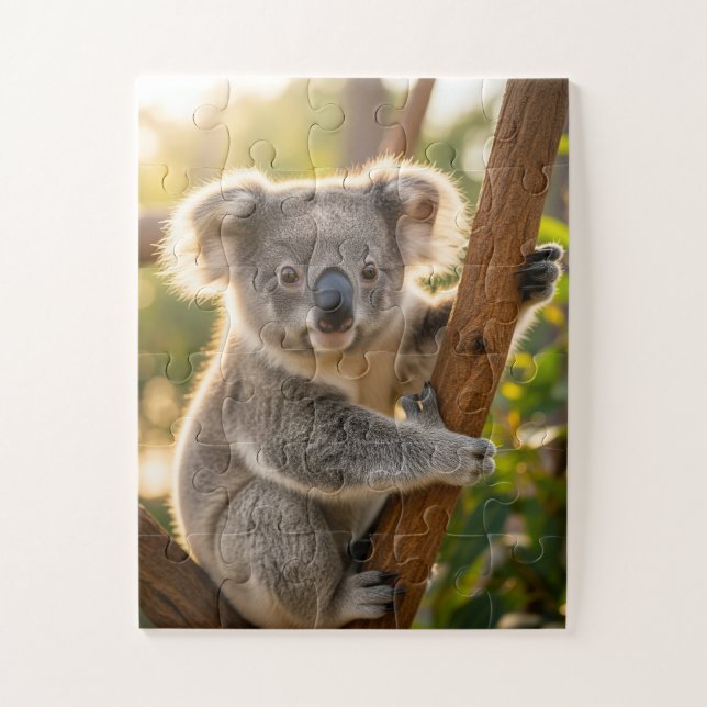Puzzle Cachorro de Koala Colgado de un Árbol (Vertical)