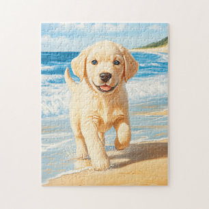 Puzzle Cachorro de Labrador Retriever en la Playa
