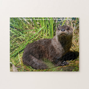 Puzzle Cachorro de nutria Yellowstone. Saludos de Navidad