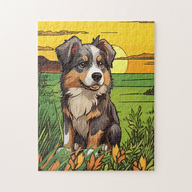 Puzzle Cachorro de Pastor Australiano (Vertical)