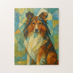 Puzzle Cachorro de pastor de Shetland cubista sentado