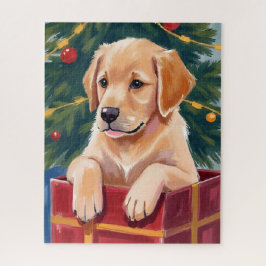Puzzle Cachorro de regalo Retriever dorado de Navidad