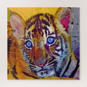 Puzzle Cachorro de tigre de ojos azules bebé