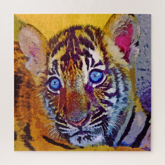 Puzzle Cachorro de tigre de ojos azules bebé (Vertical)
