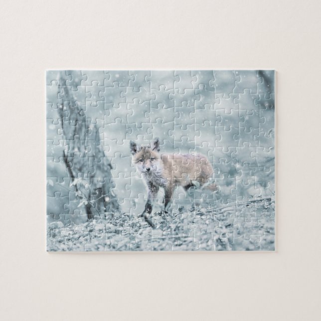 Puzzle Cachorro de Zorro en la Nieve (Horizontal)