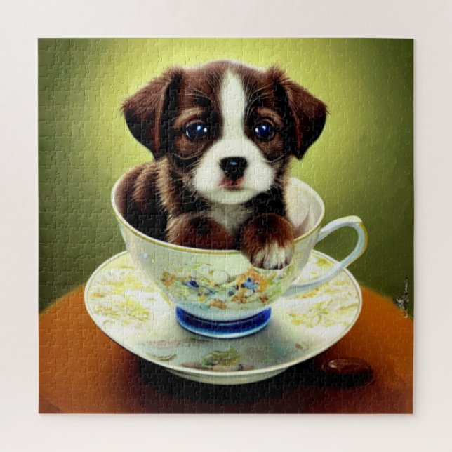 Puzzle Cachorro en una taza de té (Vertical)