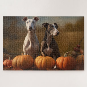 Puzzle Cachorro Greyhound Delicia de Otoño Calabaza