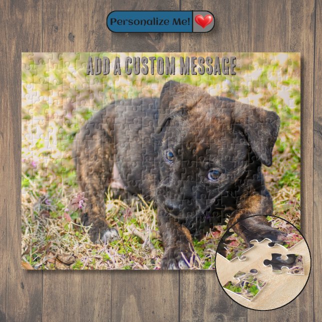 Puzzle Cachorro Inocente de Color Pardo (Innocent Brindle Puppy Jigsaw Puzzle)