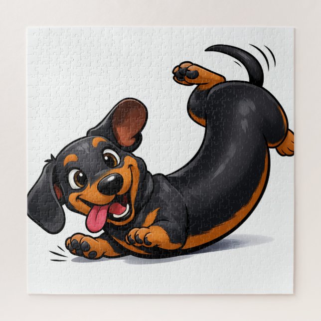 Puzzle Cachorro juguetón de raza Dachshund  (Vertical)