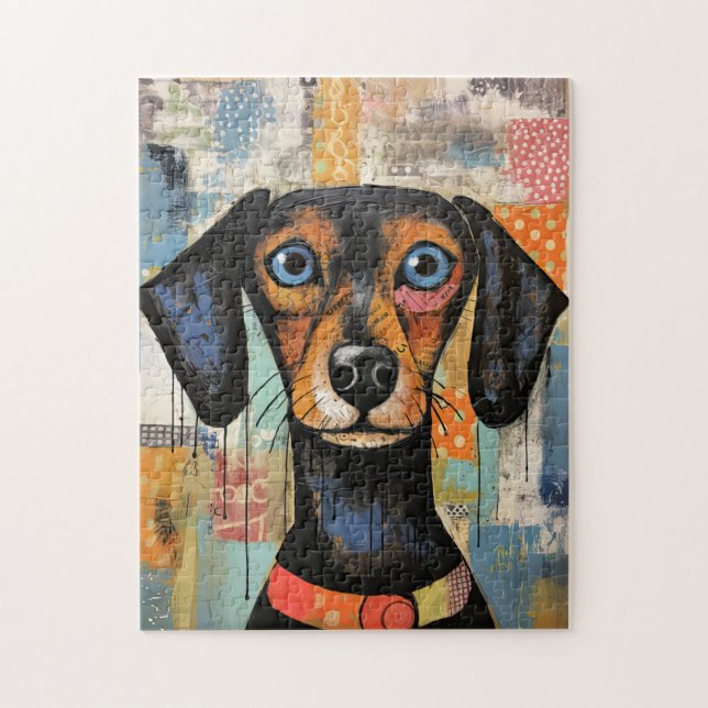 Puzzle Cachorro Lindo Perro Divertido Arte Mixto Mascota  (Vertical)
