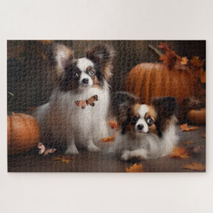 Puzzle Cachorro Papillon Delicia de Otoño Calabaza
