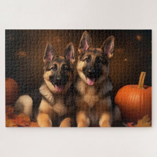 Puzzle Cachorro Pastor Alemán Delicia de Otoño Calabaza 