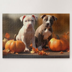 Puzzle Cachorro Pitbull Delicia de Otoño Calabaza
