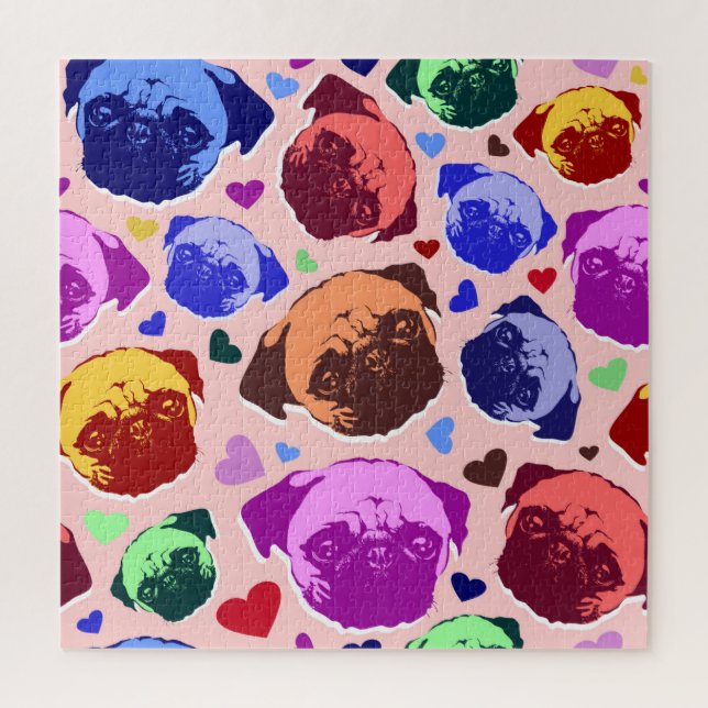 Puzzle Cachorro Pug PopArt Estilo Retro (Vertical)