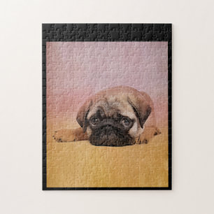 Puzzle Cachorro pug.  Regalo de los amantes del perro pug