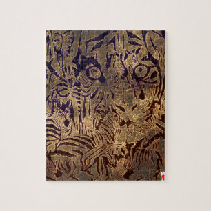 Puzzle cachorro rojo "Tigre y cebras negro y oro"