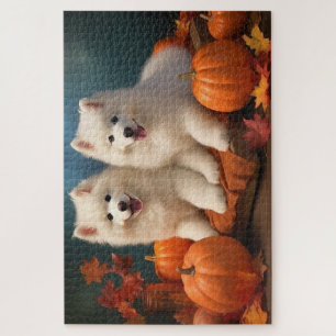 Puzzle Cachorro Samoyed Delicia de Otoño Calabaza