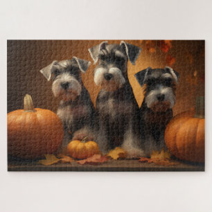 Puzzle Cachorro Schnauzer Delicia de Otoño Calabaza