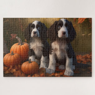 Puzzle Cachorro Springer Spaniel Delicia de Otoño Calabaz