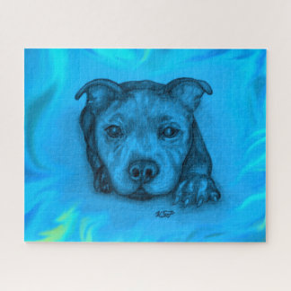 Puzzle Cachorro Staffy Azul