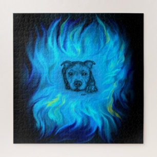 Puzzle Cachorro Staffy Azul