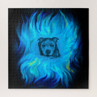 Puzzle Cachorro Staffy Azul