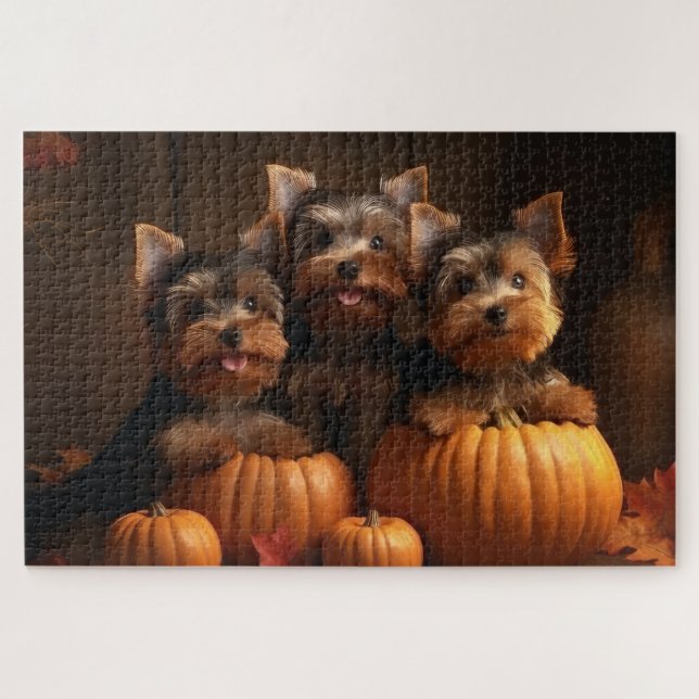 Puzzle Cachorro Yorkshire Terrier Delicia de Otoño Calaba (Horizontal)
