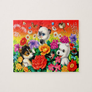 Puzzle Cachorros Cubiertos Y Gatitos