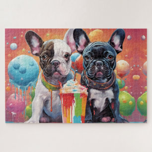 Puzzle Cachorros de Bulldog franceses , Milkshake